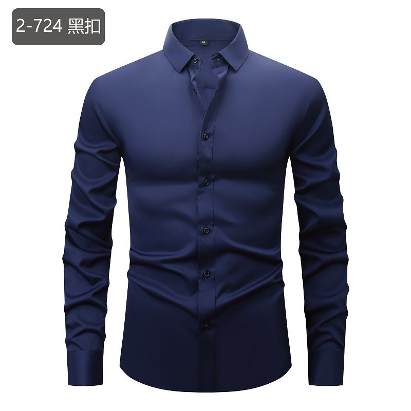 Men's Stretch Semi-Sheer Dress Shirt – 4-Way Elastic Polyester Business Casual Shirt With Breathable Comfort For Office & Evening Wear_viptrois.com