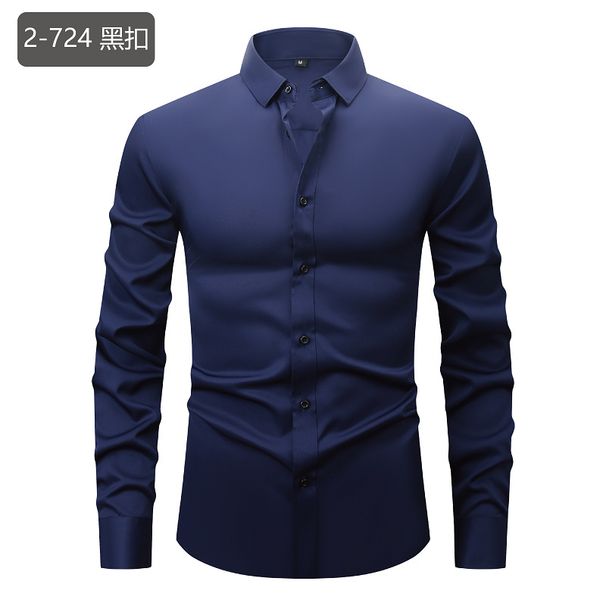 Men's Stretch Semi-Sheer Dress Shirt – 4-Way Elastic Polyester Business Casual Shirt With Breathable Comfort For Office & Evening Wear_viptrois.com