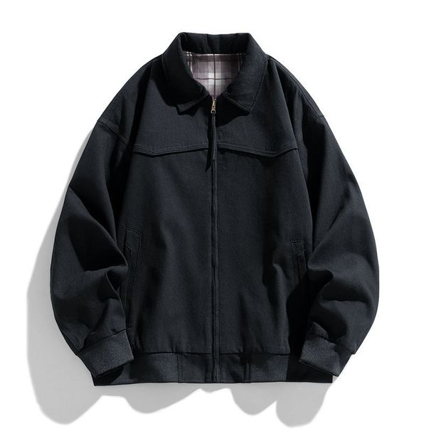 "Men's Vintage Workwear Jacket – Washed Cotton Denim With Relaxed Fit _viptrois.com