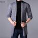 Pure Autumn Winter Knitted Cardigan Sweater Coat Youth Korean Style Outerwear Mid-Length Unique Cape Men's Clothing_viptrois.com