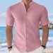 Men's Clothing Short Sleeved Cool Stand Up Collar Handsome Trend Summer Shirt Tops_viptrois.com