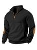 Men's Clothing European And American Casual Sports Sweatshirt Jacquard Small Checkered Stand Up Collar Half Zip Waffle Top Men_viptrois.com