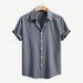 Men's Clothing Spring And Summer New European And American Men's Solid Color Short Sleeve Shirt Cardigan Lapel Beach Fashion Shirt Cross Border Men_viptrois.com