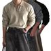 Premium Plus-Size Men's Polo Knit Sweater - Breathable Stretch Fabric, Business Casual V-Neck Pullover, Black/Grey/Khaki_viptrois.com