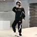 Kids' Clothing new children's stylish sports leisure medium and large children's lightning letter sweatshirt two piece suit_viptrois.com