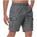 72/5000 Men's Solid Color Drawstring Elastic Waist Multi-pocket Straight Five-inch Pants, Shorts, Work Pants, Casual Pants 2025_viptrois.com