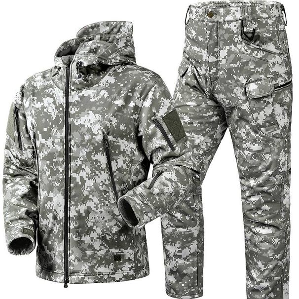 Ruin Russian Camouflage Shark Skin Windbreaker Set With Fleece Waterproof Tactical Set_viptrois.com