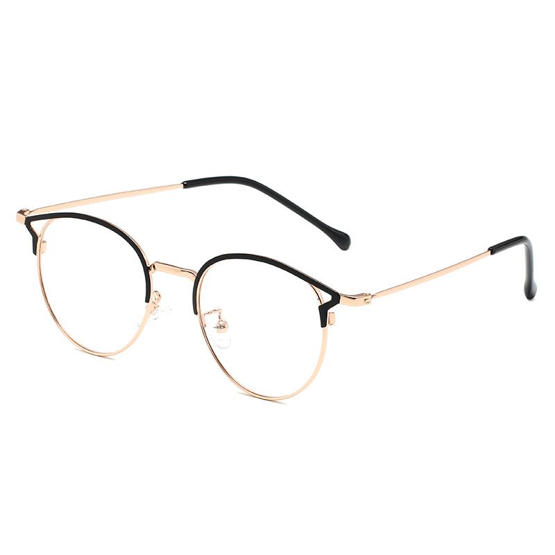 Women's Glasses Anti Blue Light Computer Glasses Flat Light Color Changing Personalized Metal Retro Round Frame Glasses Frame With Myopia Degree Frame_viptrois.com
