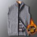 Men's Thick Knit Vest Cardigan For Winter - Warm Fleece Lined Sleeveless Sweater, Breathable & Comfortable, Suitable For Middle-Aged & Seniors_viptrois.com