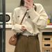 "Women's Cropped Knit Sweater With Distressed Details - Retro Oversized Pullover, Loose Boho Style, S-5XL (Beige)"_viptrois.com
