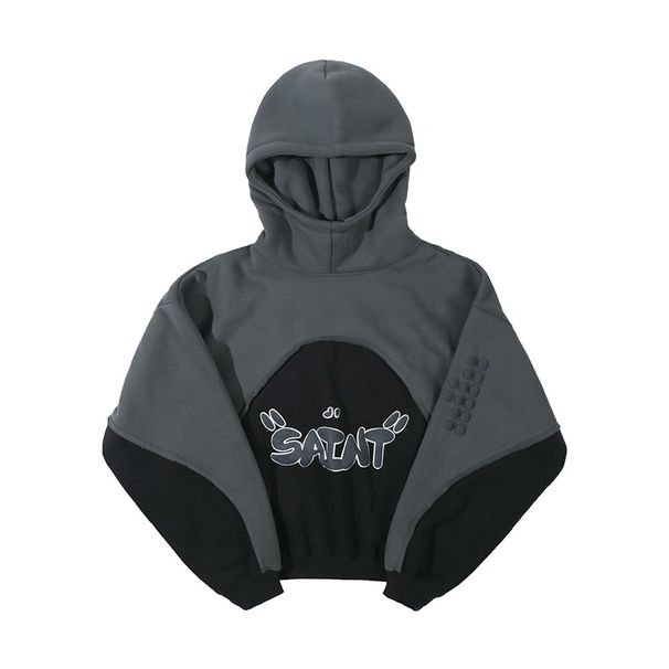 2026 Autumn Winter New Trendy Brand Three-Dimensional Foam Color Block Sweatshirt Fleece Lined_viptrois.com