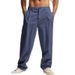 Men's Linen Striped Casual Trousers - Loose Fit Breathable Pants For Sports & Everyday Wear_viptrois.com