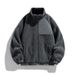 Unisex Shearling Jacket – Corduroy & Wool Blend With Stand Collar (Black, Grey, Beige-Green Options)_viptrois.com