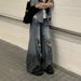 Men's Clothing Niche Distressed Denim Suit Ripped Deconstructed Shoulder Pad Shirt Suit Ripped Jeans Ins_viptrois.com
