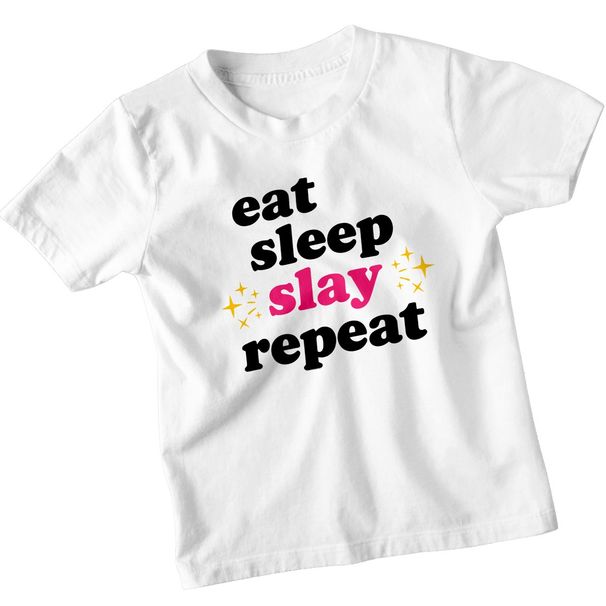 Eat Sleep Slay Repeat Empowerment Slogans Girls 100% Cotton T-shirt Mens Tees Top Cool Daily Routine_viptrois.com