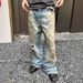 Men's Clothing M Dirty Pants Mud Dyed Old Washed Blue Jeans Casual Flared Trousers For Men And Women_viptrois.com