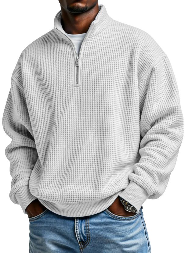 2026 Autumn And Winter New European And American Popular Men's Pullover Zipper Sports Long-sleeved Top Loose Casual Sweater Men's Clothing_viptrois.com
