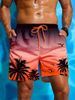 2025 Popular Loose Beach Pants, Summer Beach Surfing Pants, 3D Printed Coconut Tree Pattern, Trendy Men's Shorts_viptrois.com