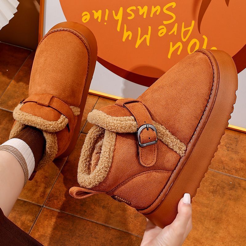 Snow Boots For Women 2025.1 New Autumn And Winter Cotton Shoes With Fleece Added_viptrois.com