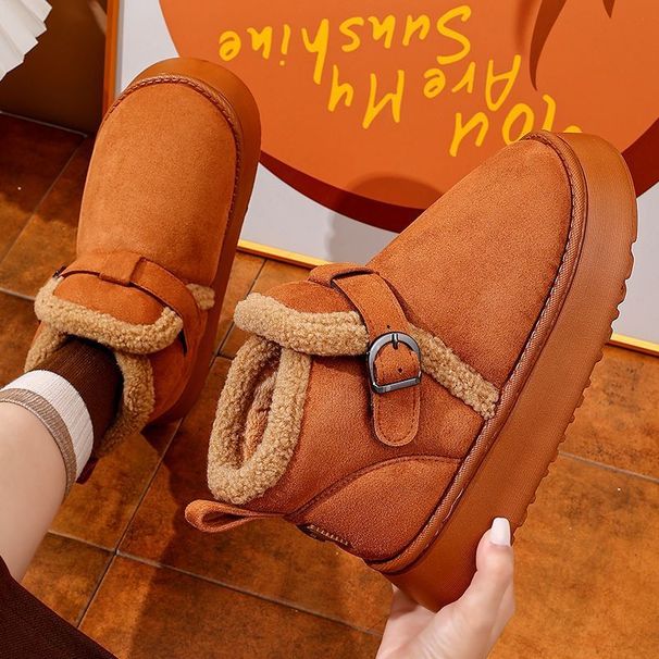 Snow Boots For Women 2025.1 New Autumn And Winter Cotton Shoes With Fleece Added_viptrois.com