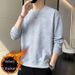 Men's Fleece-Lined Crewneck Sweatshirt – Streetwear Style Long Sleeve T-Shirt (Oversized Fit, Letter Print)_viptrois.com