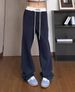 Men's Navy Blue Street Dance Pants – Curved Waistband & Drop Cuff Design For Hip-Hop/Jazz Movement (Black/Navy) – Polyester Wind-Resistant Comfort_viptrois.com