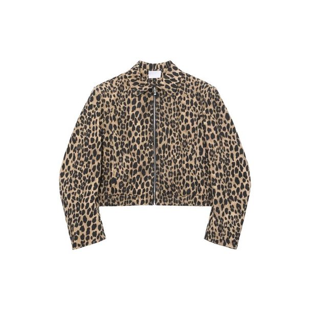 Men's Clothing Leopard Print Padded Shoulder Zip Up Jacket, New Spring And Autumn Style, High Street Cool And Stylish, Versatile Outerwear Top._viptrois.com