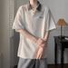 American Style Patchwork Turn-down Collar Short Polo Shirt For Men Summer Trendy High-end Loose Fit Youth T-shirt Half_viptrois.com