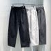 Men's Lightweight Casual Pants – Trendy Loose Straight Fit With Drawstring Waist (M-3XL, Black/Dark Gray/Grayish White)_viptrois.com