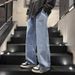 Black Jeans Trendy Style Loose Straight Leg Wide Leg Pants Midweight Polyester Spring Autumn Junior Senior High School Students Long Trousers_viptrois.com