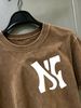 100% Cotton Washed Vintage Men's 3-Pack T-shirts Stylized NF Monogram Print Crew Neck Short Sleeve Casual Tops In Gray Brown Light Gray_viptrois.com