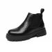 Martin Boots Men's High-top Leather Shoes Wind Thick-soled Heightened Velvet Black Locomotive Boys Soft Leather Medium-top Boots_viptrois.com