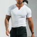 Men's Stretch V-Neck T-Shirt – Breathable Quick-Dry Workout & Casual Tee (Black/Gray/White/Navy/Green) – S-3XL_viptrois.com