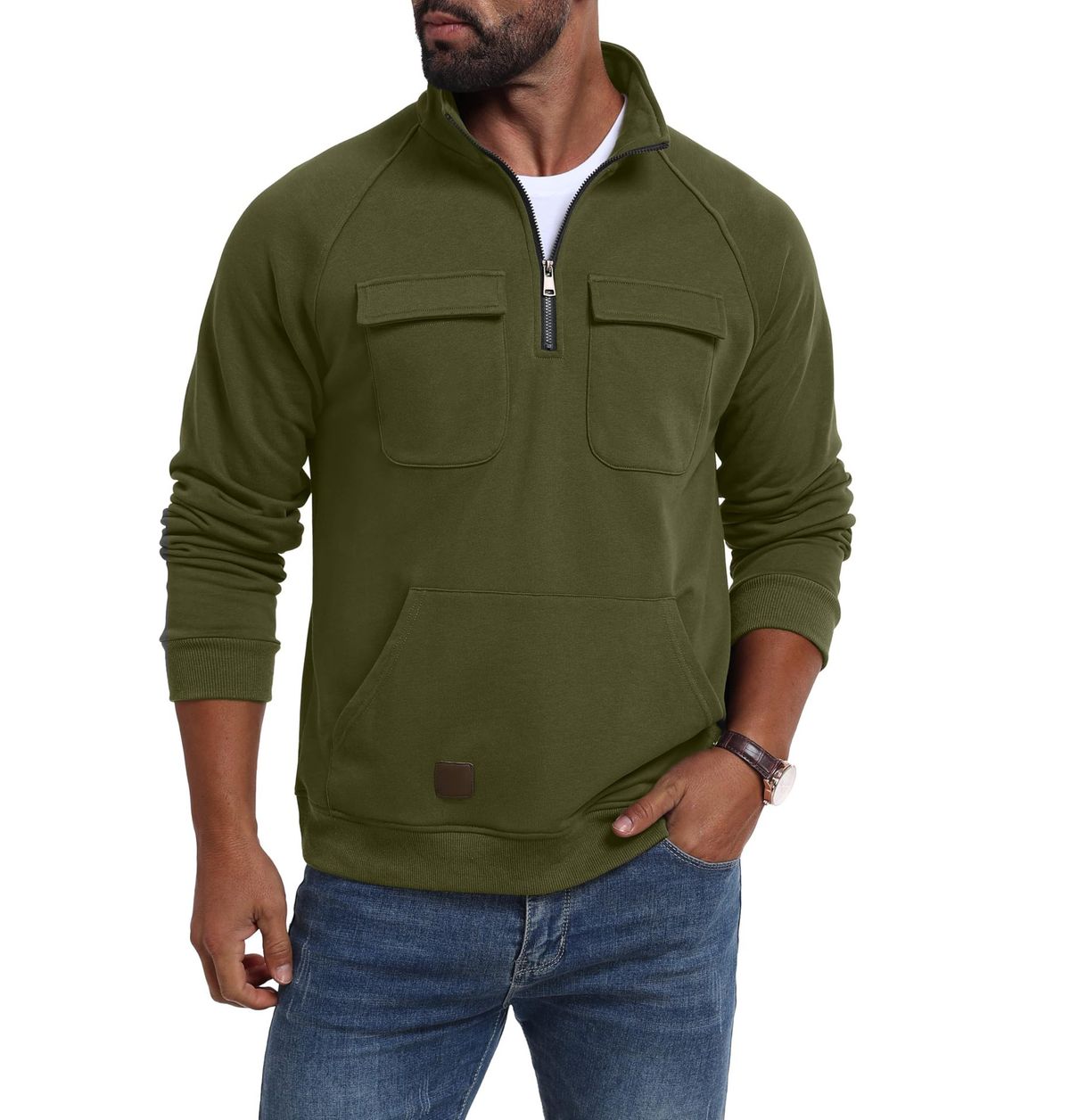 Men’s Vintage Hoodie – Retro Streetwear Pullover With Leather Patch Pockets & Relaxed Fit (M-XXXL, 5 Earth Tones)_viptrois.com
