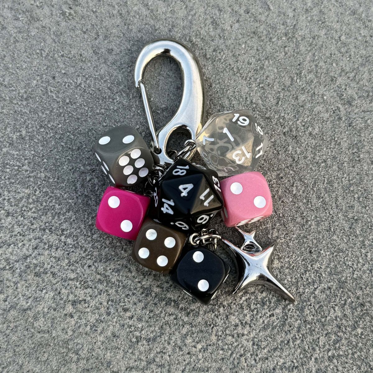 Destiny Pink Dice Retro Personality Bag Hanging Keychain Bag Pendant Trendy Color Advanced Matching Pendant_viptrois.com