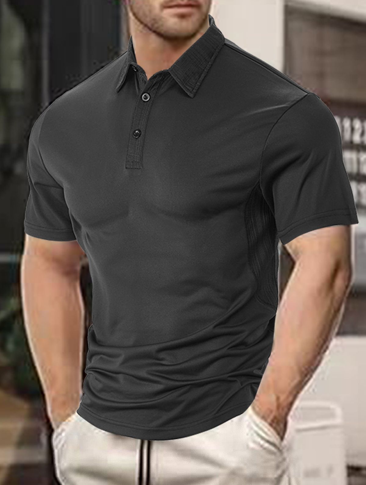 Men's Clothing Foreign Trade Men's Short Sleeved T Shirt Summer Fashion Casual Loose Lapel Pearl Cotton Polo Shirt_viptrois.com