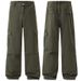 Men's Clothing & Archer0603 & American Trendy Stonewashed Loose Wide Leg Straight Cotton Paratrooper Green Workwear Jeans For Men_viptrois.com