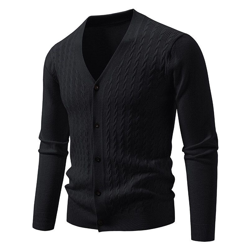 Men's Casual Knit Cardigan Sweater – Trendy Cable V-Neck Open Front Oversized Pullover, Lightweight Fall Fashion_viptrois.com