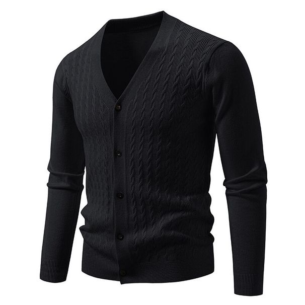 Men's Casual Knit Cardigan Sweater – Trendy Cable V-Neck Open Front Oversized Pullover, Lightweight Fall Fashion_viptrois.com