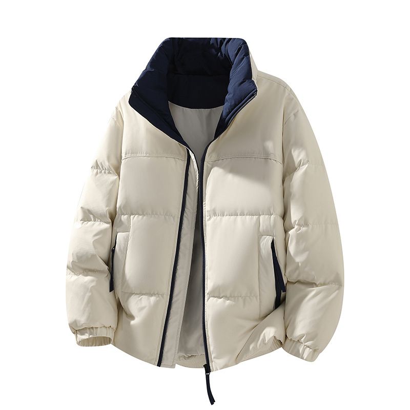 Men's Clothing Color-Block Puffer Jacket – 90% White Duck Down, 750 Fill Power, Stand Collar Winter Coat (Onyx Black, Violet, Cloud Grey, Glacier)_viptrois.com