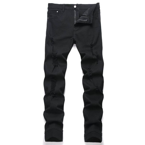 Men's Clothing Black Jeans Men New Elastic Hole Men's Denim Foreign Trade Men's Jeans Trousers_viptrois.com