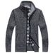 Men's Autumn And Winter Cardigan, Zipper Sweater, Thickened And Fleece Stand-up Collar, Loose And Warm Knitted Sweater, Jacket And Top_viptrois.com