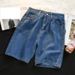 Men's Summer Lightweight Denim Shorts Trendy Loose Fit Casual Fashionable Brand Pants 5 Point Riding Breeches_viptrois.com