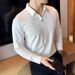 Men's Autumn V Neck Polo Shirt Long Sleeve Wrinkle Free Seamless Stretch T-Shirt Stylish Small Collar_viptrois.com