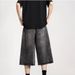 Retro Washed Lightning Pattern Denim Shorts American Street Style Straight Cut Casual Summer Overalls For Men And Women_viptrois.com