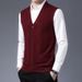 Men's Wool Blend V-Neck Sleeveless Vest Sweater - Plaid & Camouflage Patterns, Slim Fit, Casual & Versatile For Autumn_viptrois.com