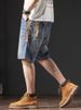 American Style Denim Shorts For Men In Summer, Ripped Brand Shorts, Casual Mid Length Trendy Cool Cropped Pants, And_viptrois.com