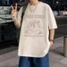 Niche Pure Cotton Large Size Summer Unisex Printed Loose-fitting Short-sleeved Shirt For Fat People_viptrois.com