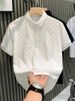 Versatile Jacquard Polo Shirt for Men Short Sleeve T-Shirt Ultra Thin Summer Fashionable Handsome Solid Color Trendy Casual Top_viptrois.com