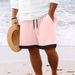 Men's Clothing Summer Jacquard Color Matching Striped Drawstring Elastic Waist Breathable Daily Beach Casual Shorts_viptrois.com
